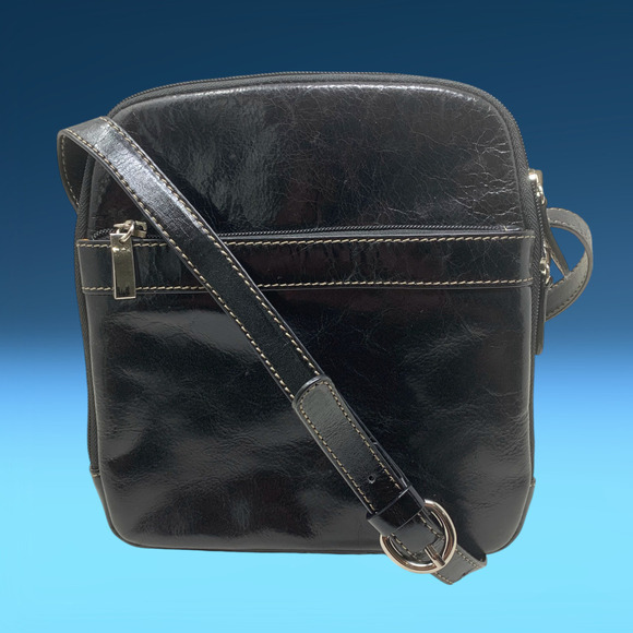 Vintage Y2K Aurielle Black Leather Multi Compartment Crossbody Bag Purse Travel - Picture 1 of 10